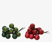 Bučke novoletne steklene rdeča/zelena, fi 2 cm, set 10/1