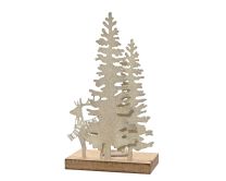 Svečnik, božični, kovinski z motivom pokrajine, 27 cm
