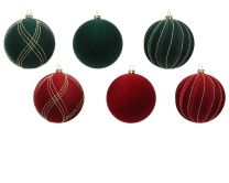 Bučke, novoletne rdeče/zelene žametne fi  8 cm, set  9/1
