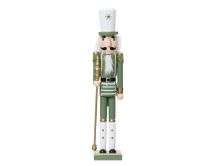 Figura, božična, Hrestač iz borovega lesa s krzneno kapo, 50 cm