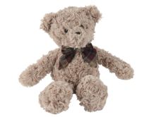 Figura medvedek, plišast, rjav s karo pentljo, 21 cm
