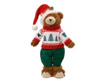 Figura božični medvedek, rdeče/rjav, 90 cm