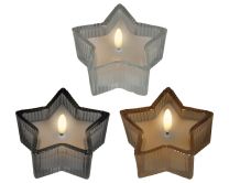 Sveča čajna LED steklena, zvezda, 4 cm