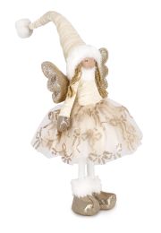 Figura božična punčka rjavo/bež 50 cm