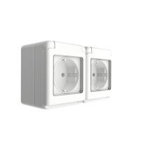 VTIČNICA DVOJNA HORIZONTALNA N/O FLUID BELA IP44