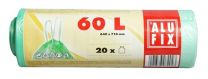 Vrečke za smeti 640x710x0,015 my, 60l, 20/1, zelene s trakom, PEHD
