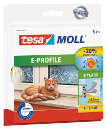Trak tesnilni za okna Tesamoll 3,5mm, bel/E, 6m x 9mm 

