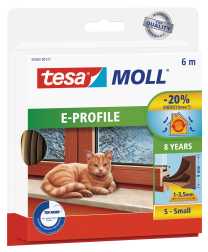 Trak tesnilni za okna Tesamoll 3,5mm, rjav/E, 6m x 9mm 
