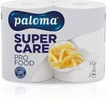 Brisače v roli kuhinjske, 3 sl., 100 list., 2/1, 23 cm, 100 % celuloza, bele, Paloma Super Care Food XXL 
