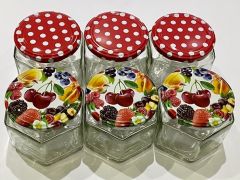 Kozarec za vlaganje 380ml, 6-kotni s pokrovom, set 6/1 (70mm) 
